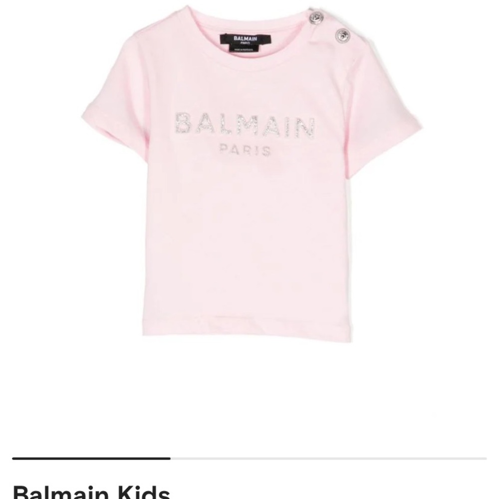 Balmain Kids Pink T-Shirt with Silver Logo